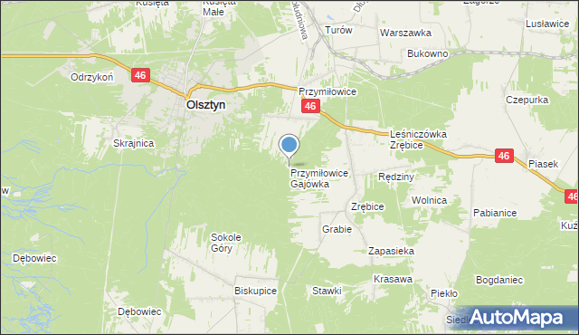 mapa Przymiłowice Gajówka, Przymiłowice Gajówka na mapie Targeo
